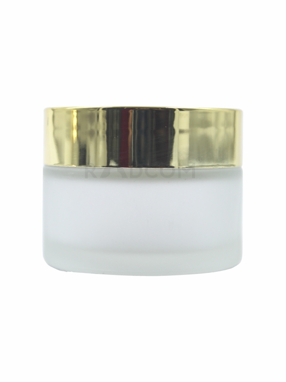 30Gm Glass Jar - Frosted-With Plastic Gold Cap With Inner Lid